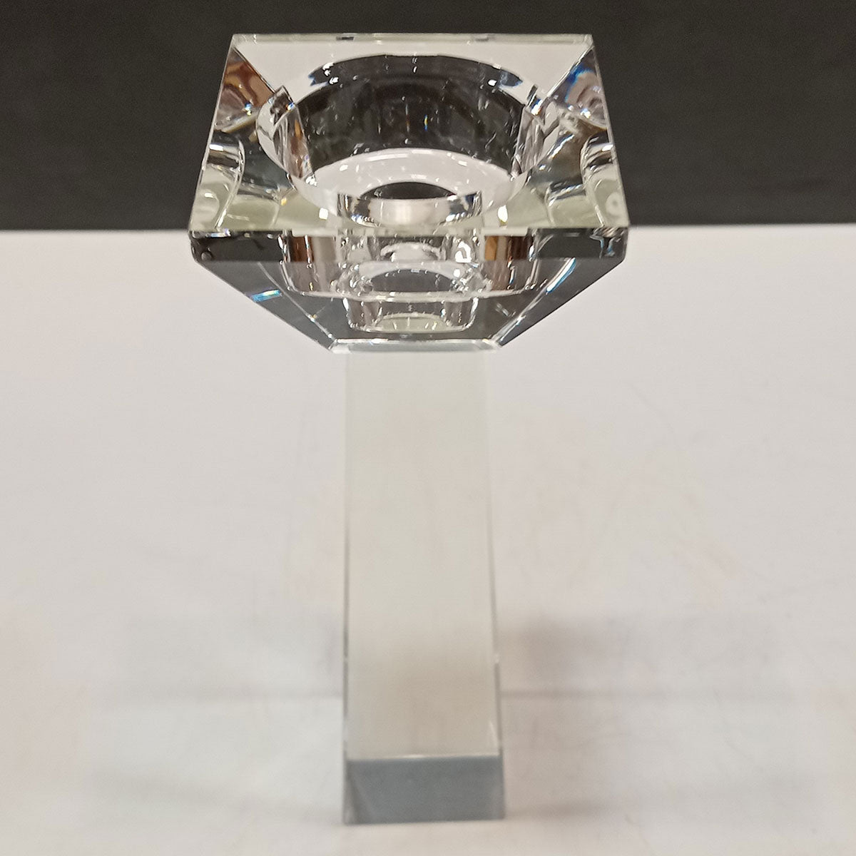 Castiçal de Cristal Transparente 17x6cm para Decoração Elegante