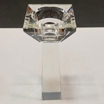 Castiçal de Cristal Transparente 17x6cm para Decoração Elegante