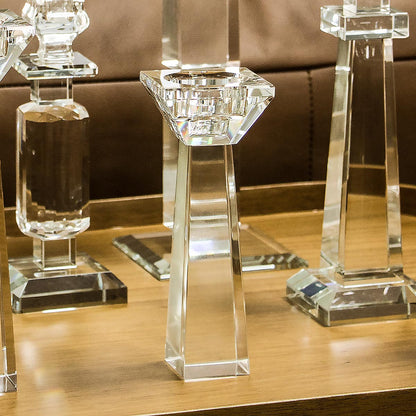 Castiçal de Cristal Transparente 19x6cm para Velas Decorativas