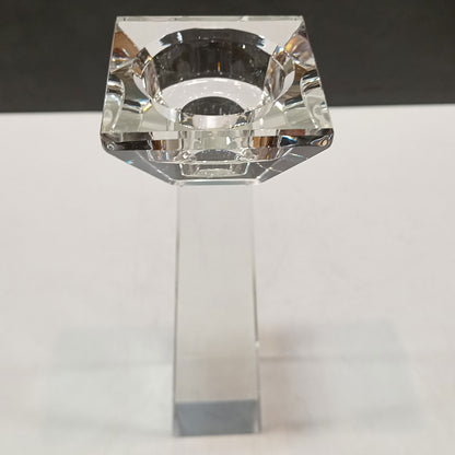 Castiçal de Cristal Transparente 19x6cm para Velas Decorativas