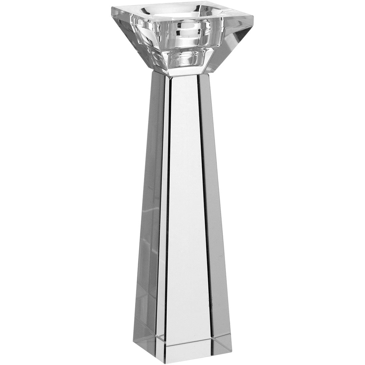 Castiçal de Cristal Transparente 21x6cm - Vidro Elegante para Decoração