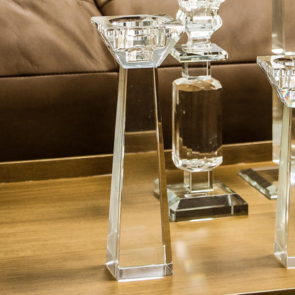 Castiçal de Cristal Transparente 21x6cm - Vidro Elegante para Decoração