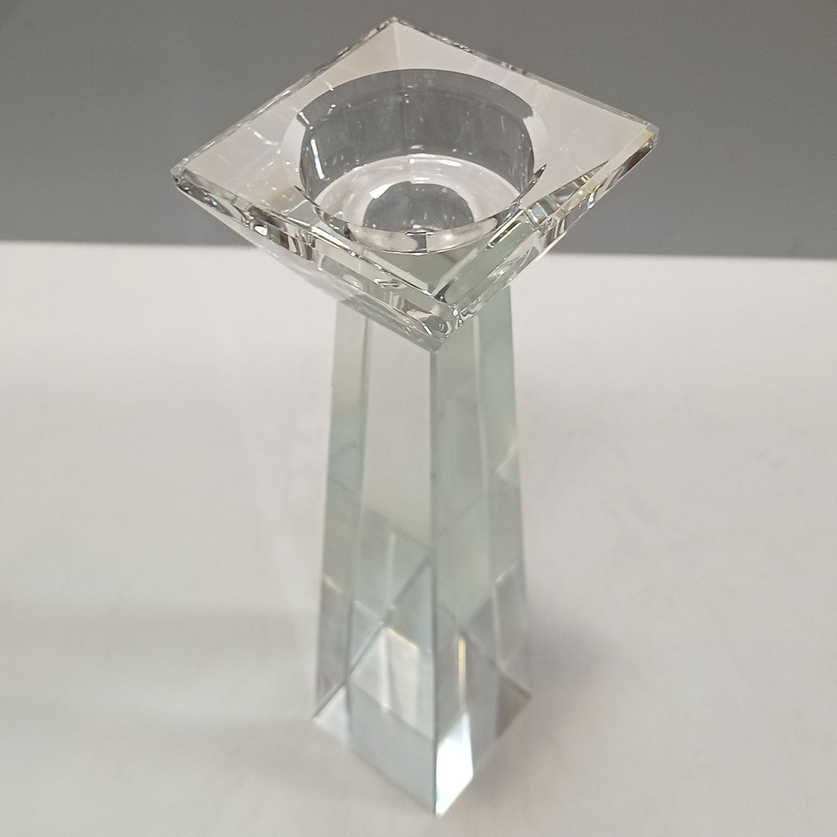 Castiçal de Cristal Transparente 21x6cm - Vidro Elegante para Decoração