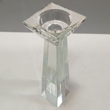 Castiçal de Cristal Transparente 21x6cm - Vidro Elegante para Decoração