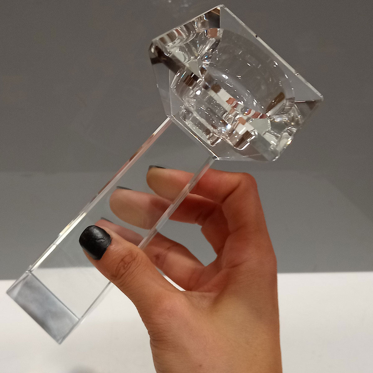 Castiçal de Cristal Transparente 21x6cm - Vidro Elegante para Decoração