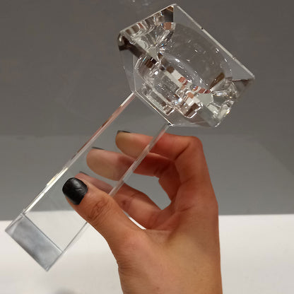 Castiçal de Cristal Transparente 21x6cm - Vidro Elegante para Decoração