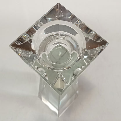 Castiçal de Cristal Transparente 21x6cm - Vidro Elegante para Decoração