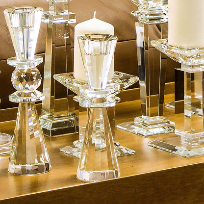 Castiçal de Cristal Transparente 19,3cm para Velas Decorativas