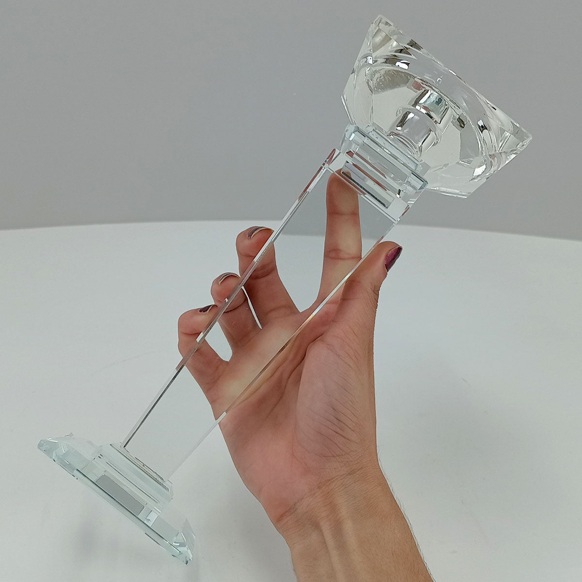 Castiçal de Vidro Transparente 24,1cm para Velas - Elegante e Sofisticado