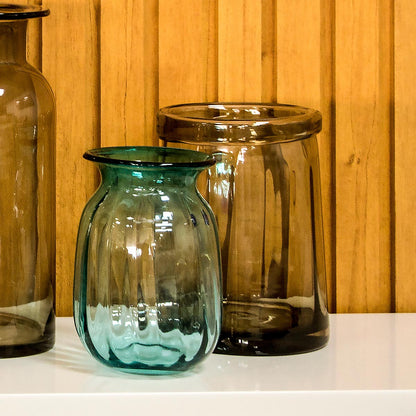 Vaso Vidro 27x19x19cm Âmbar