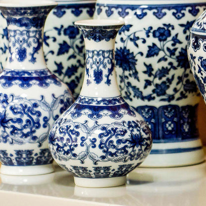 Vaso de Cerâmica Azul 13x8cm para Decoração e Arranjos Florais