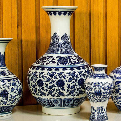 Vaso de Cerâmica Azul 31x18cm para Decoração de Ambientes