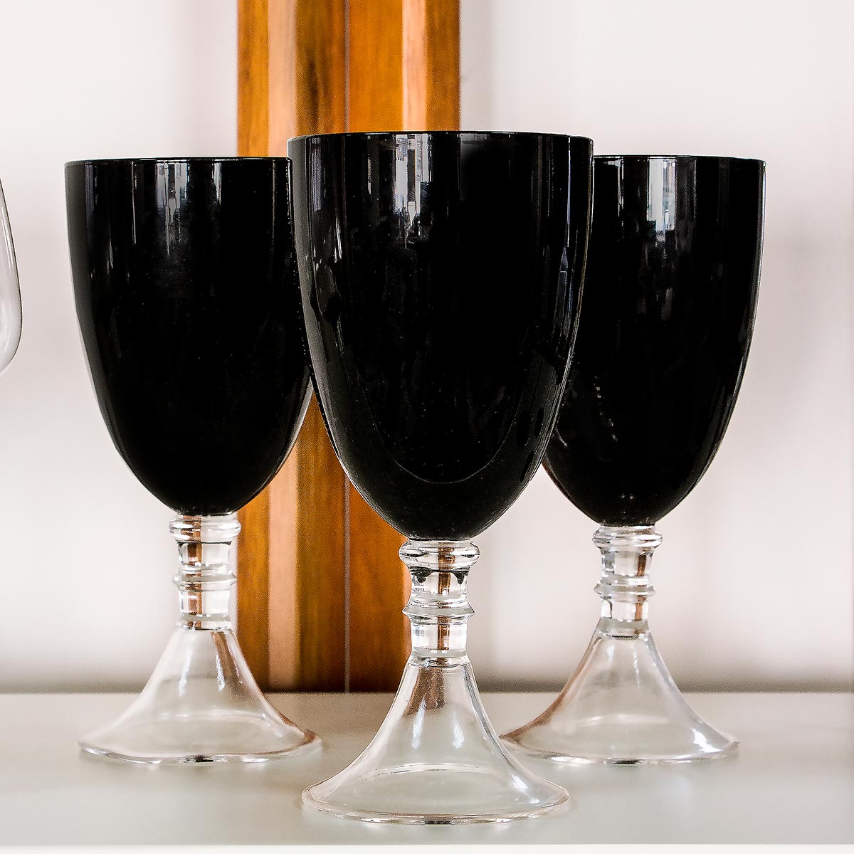 Jogo de Taças de Água Vidro Preto 480ml 6 Peças 20x9x9cm