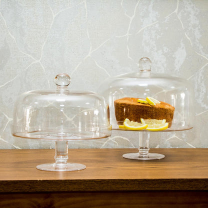 Prato de Bolo com Pé e Tampa de Vidro Transparente 25,5cm - Elegante