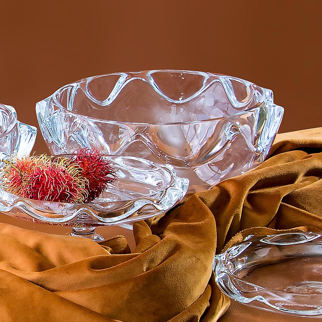 Centro de Mesa em Vidro Cancan 13x24cm Transparente Decorativo