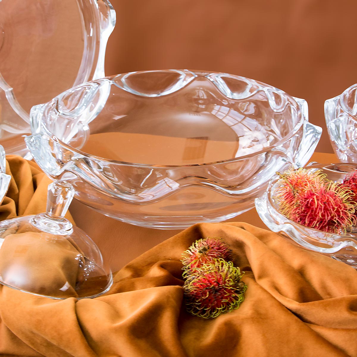 Centro de Mesa em Vidro Transparente Cancan 11x32cm Decorativo