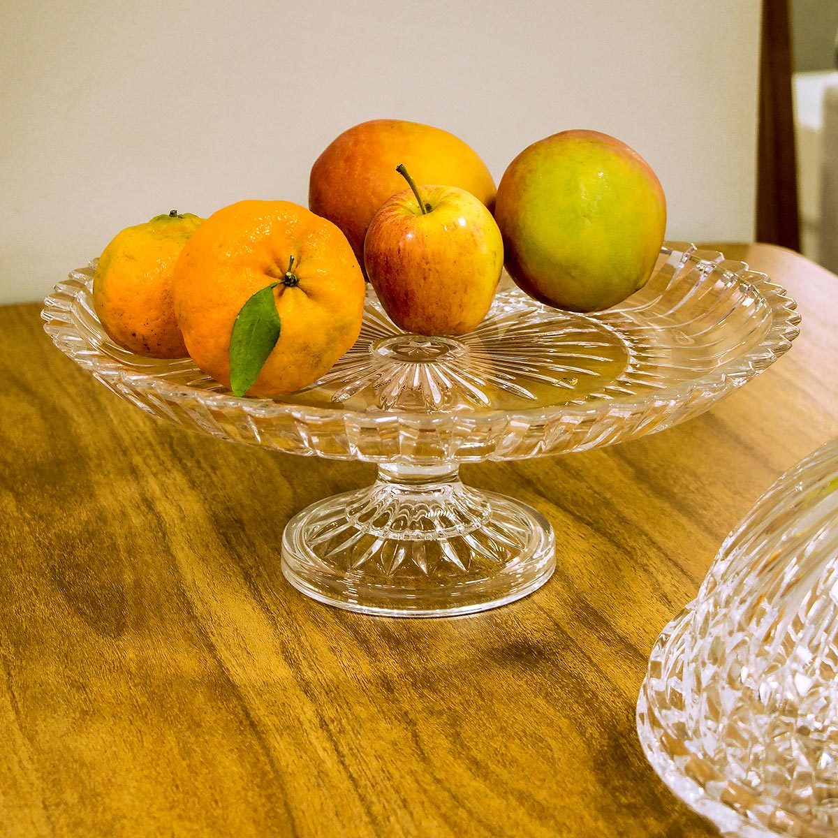 Centro de Mesa Decorativo de Vidro Transparente 13x36cm com Pé