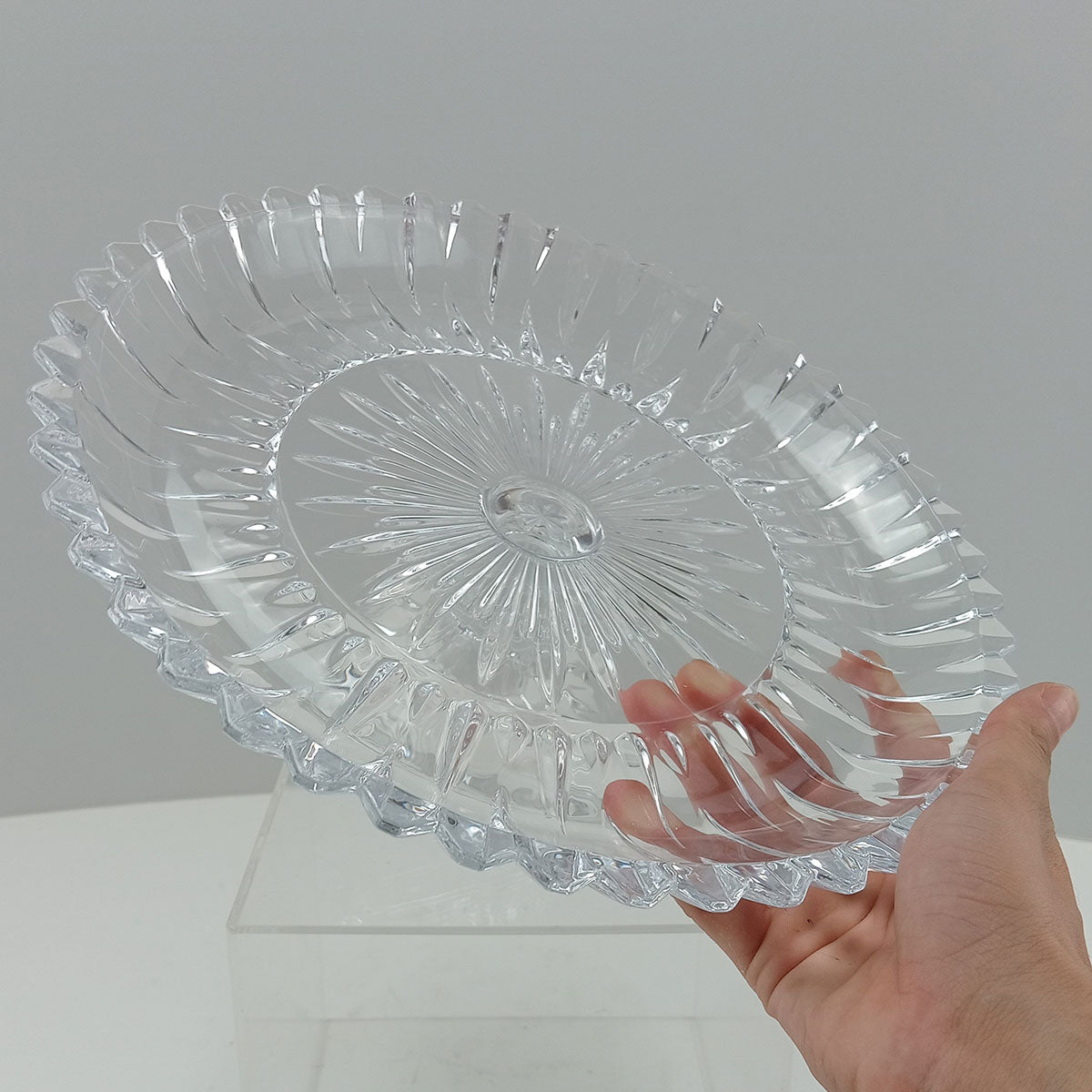 Centro de Mesa Decorativo em Vidro Transparente 11x30cm Elegante