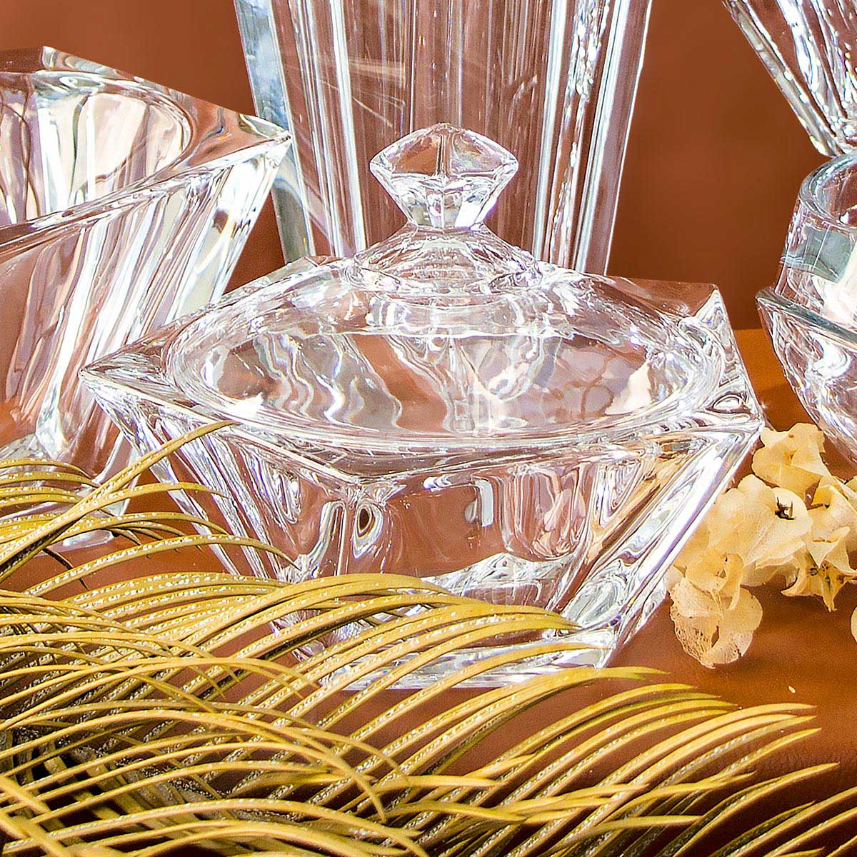 Potiche de Vidro Transparente Oasis 15x20cm com Tampa