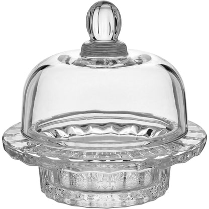 Manteigueira de Vidro Transparente 13x12x12cm com Tampa - Elegante