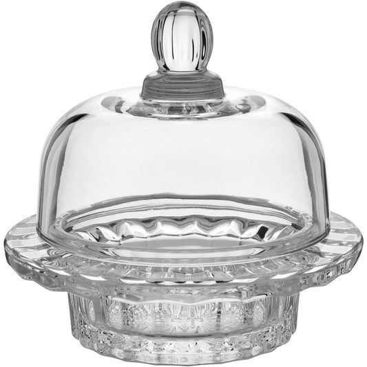 Manteigueira de Vidro Transparente 13x12x12cm com Tampa - Elegante