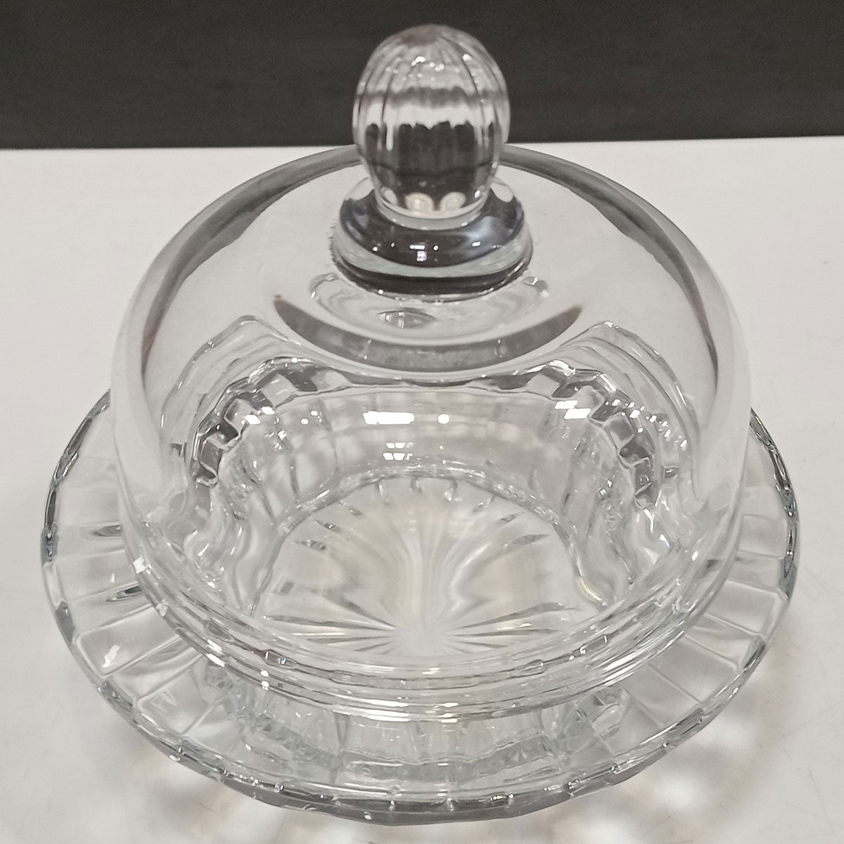 Manteigueira de Vidro Transparente 13x12x12cm com Tampa - Elegante