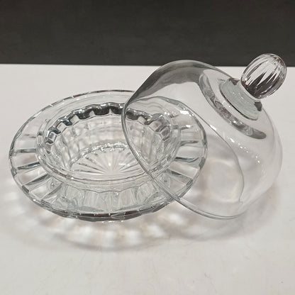 Manteigueira de Vidro Transparente 13x12x12cm com Tampa - Elegante