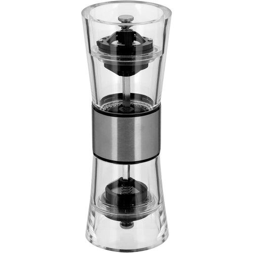 Moedor de Sal e Pimenta Plástico Transparente 18x6cm Mecanismo Ajustável