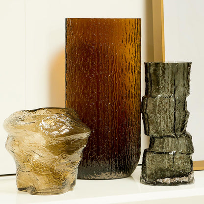 Vaso Vidro 30x11x11cm Cinza