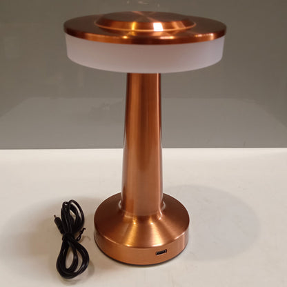 Luminária de LED Mesa USB Metal Cobre 20x12cm - Iluminação Moderna