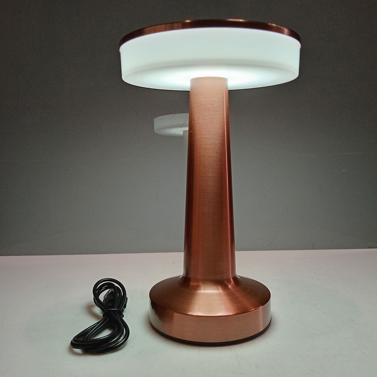 Luminária de LED Mesa USB Metal Cobre 20x12cm - Iluminação Moderna