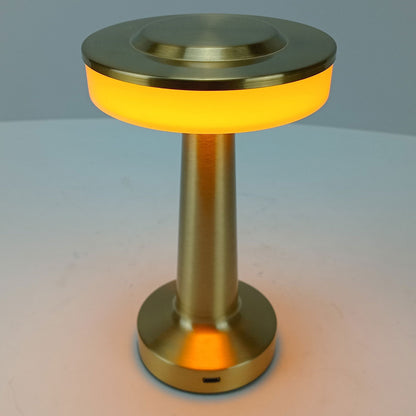 Luminária de Mesa LED USB Dourada Metal 20x12x12cm Ajuste de Intensidade