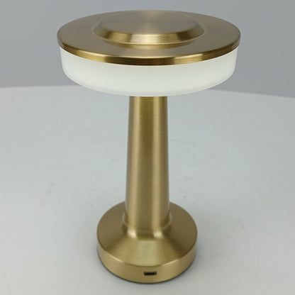 Luminária de Mesa LED USB Dourada Metal 20x12x12cm Ajuste de Intensidade