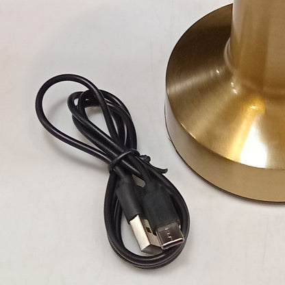 Luminária de Mesa LED USB Dourada Metal 20x12x12cm Ajuste de Intensidade