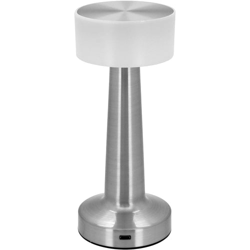 Luminária LED Mesa USB Metal Prata 21x9x9cm - Iluminação Eficiente