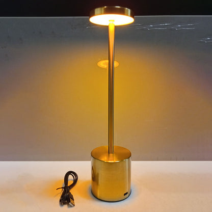 Luminária de LED Mesa USB Dourada Metal 34cm - Iluminação Eficiente