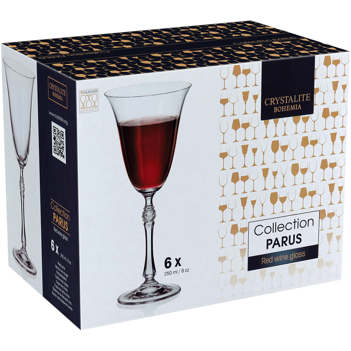 Conjunto 6 Taças de Vinho Bohemia Parus Cristal 250ml Transparente