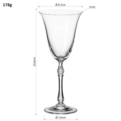 Conjunto 6 Taças de Vinho Bohemia Parus Cristal 250ml Transparente