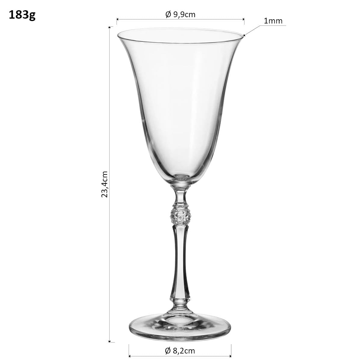 Conjunto 6 Taças Água Bohemia Parus Cristal 350ml Transparente