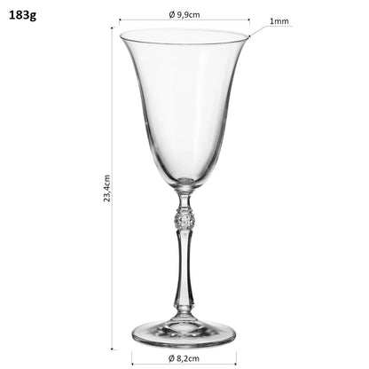 Conjunto 6 Taças Água Bohemia Parus Cristal 350ml Transparente