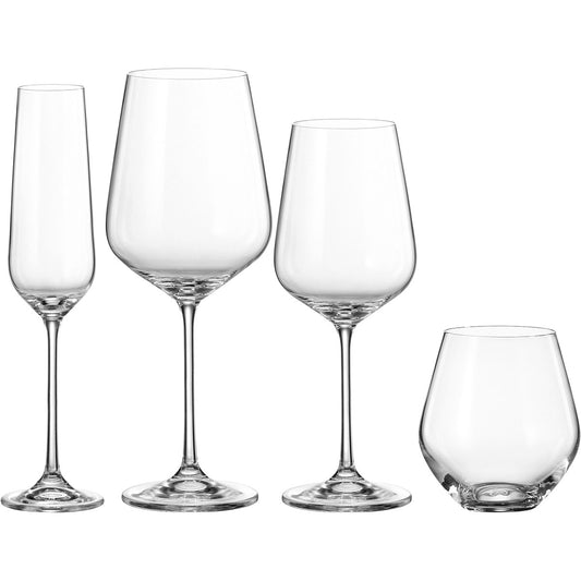 Conjunto 16 Taças Bohemia Globo Cristal Transparente para Vinho e Champanhe