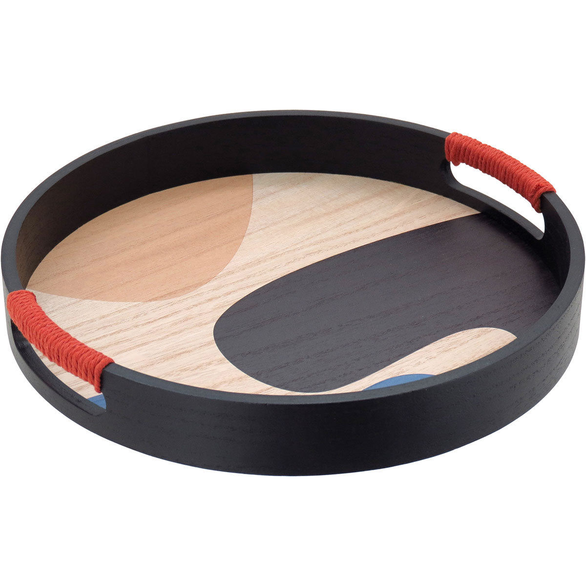 Bandeja Redonda MDF Preto 30x30cm - Decorativa para Servir