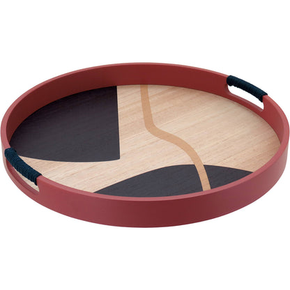 Bandeja Redonda MDF 40x40cm Marrom para Servir Bebidas e Petiscos