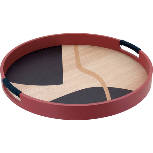 Bandeja Redonda MDF 40x40cm Marrom para Servir Bebidas e Petiscos