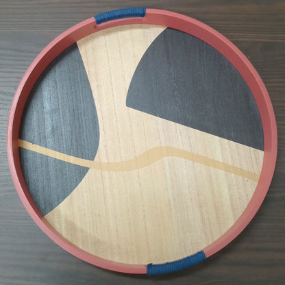 Bandeja Redonda MDF 40x40cm Marrom para Servir Bebidas e Petiscos