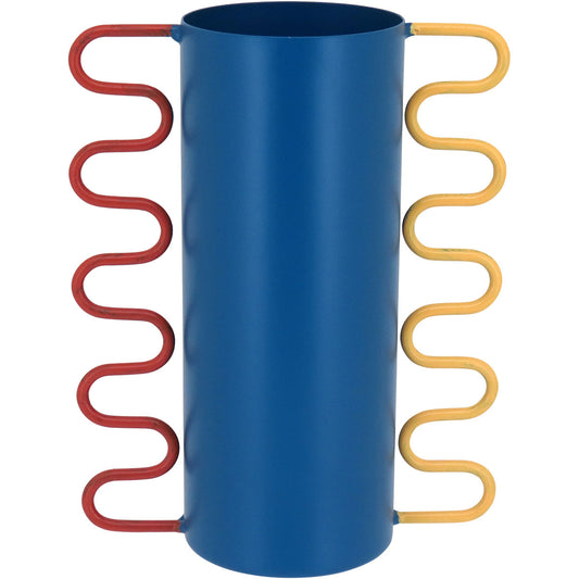 Vaso Decorativo Metal Azul 20x12cm - Elegância para Decoração