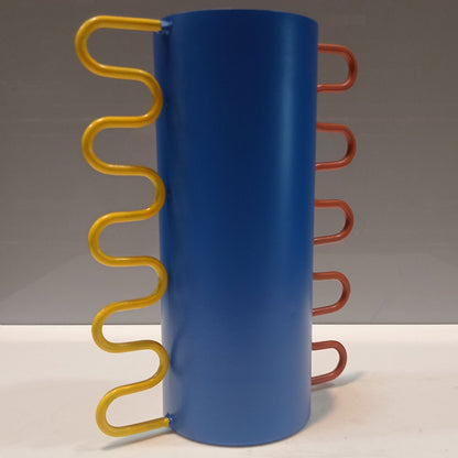 Vaso Decorativo Metal Azul 20x12cm - Elegância para Decoração