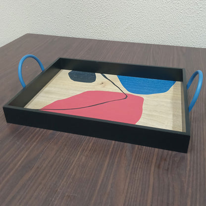 Bandeja Retangular MDF Preto 10x30x44,5cm para Servir Bebidas e Petiscos