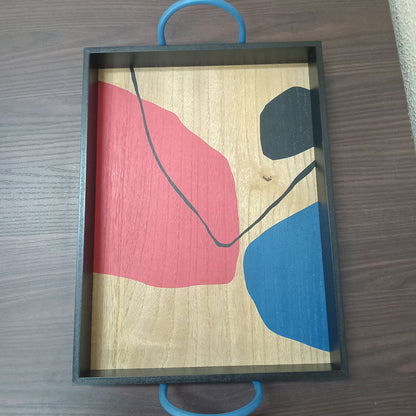 Bandeja Retangular MDF Preto 10x30x44,5cm para Servir Bebidas e Petiscos