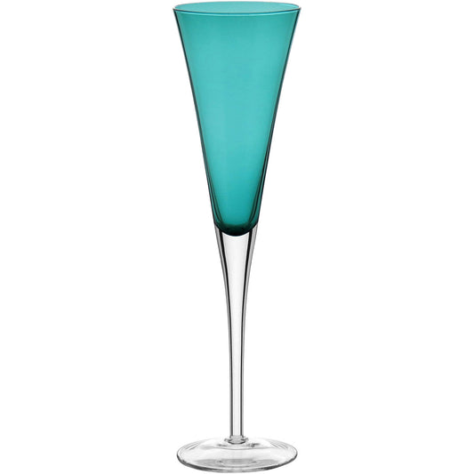 Conjunto 6 Taças de Champanhe Vidro Verde 210ml 28cm Elegantes